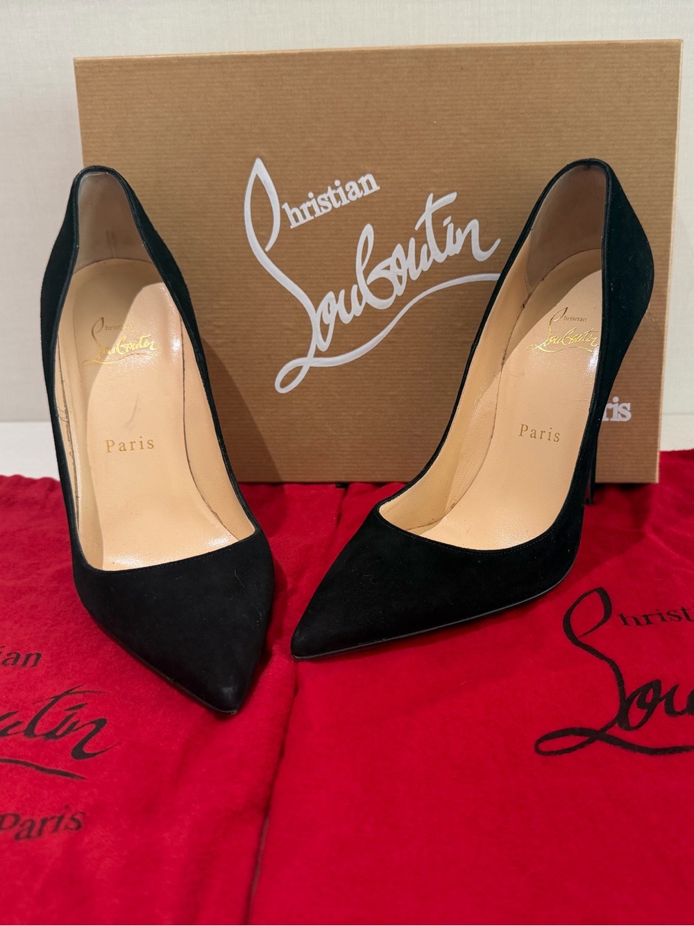 Christian Louboutin So Kate 120 Black Suede Pumps Red Bottom Heels 37